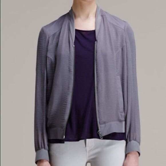 Helmut Lang Crinkled Sheer Bomber Jacket - Picture 1 of 8